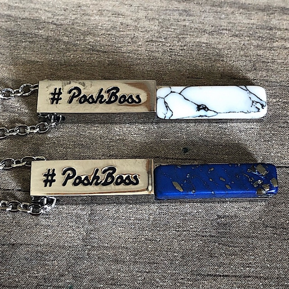 NEW # POSH BOSS Poshmark sterling silver sodalite white Howlite stone necklace